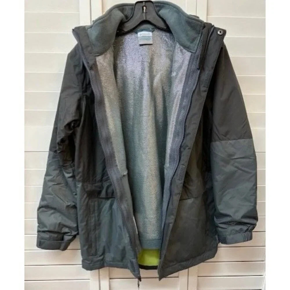Columbia Interchange Gray Hooded Jacket Mens‎ Size L Water-Resistant Shell